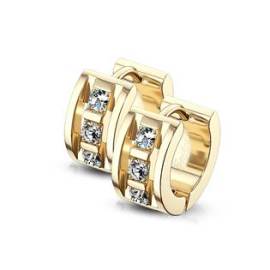 Šperky4u Zlacené ocelové náušnice kruhy se zirkony