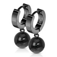 Šperky4u Černé ocelové náušnice - kroužky s kuličkami - cena, srovnání