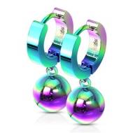 Šperky4u Duhové ocelové náušnice - kroužky s kuličkami - cena, srovnání
