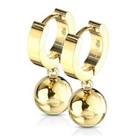 Šperky4u Zlacené ocelové náušnice - kroužky s kuličkami