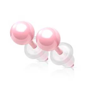 Šperky4u Růžové keramické náušnice kuličky 4 mm