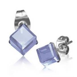 Šperky4u Ocelové náušnice - kostky světle modré