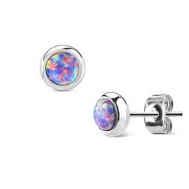 Šperky4u Ocelové náušnice s fialovými opály