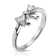 Šperky4u Ocelový prsten - mašlička se zirkony - cena, srovnání