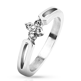 Šperky4u Zásnubní ocelový prsten se zirkony
