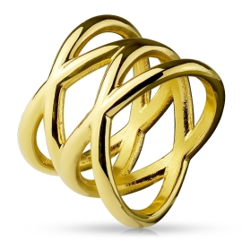 Šperky4u Dámský zlacený proplétaný ocelový prsten