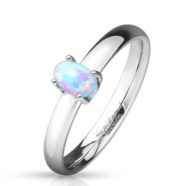 Šperky4u Ocelový prsten s oválným opálem