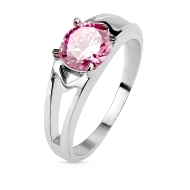 Šperky4u Ocelový prsten s růžovým zirkonem, vel. 52 - cena, srovnání