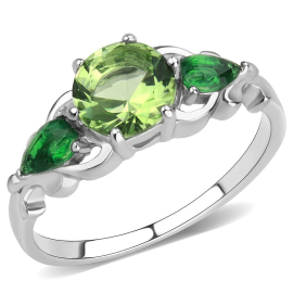 Šperky4u Ocelový prsten se zelenými kameny