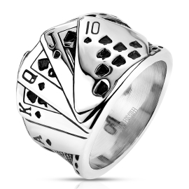 Šperky4u Pánský ocelový prsten s kartami