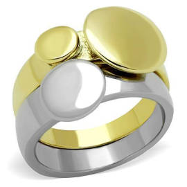 Šperky4u Dvojitý zlacený/lesklý ocelový prsten
