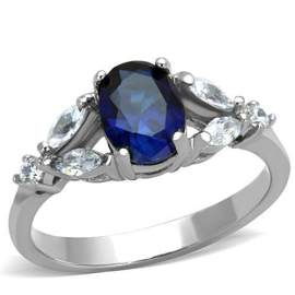 Šperky4u Ocelový prsten s modrým kamenem