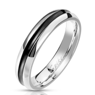 Spikes Snubní ocelový prsten s černým pruhem - cena, srovnání
