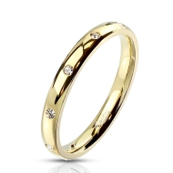 Šperky4u Zlacený celový prsten se zirkony - cena, srovnání