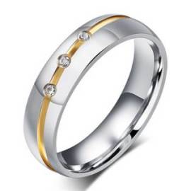 Šperky4u OPR0049 Dámský ocelový prsten se zirkony, šíře 6 mm