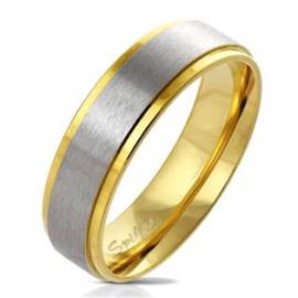Šperky4u OPR003 Pánský ocelový prsten zlacený, šíře 6 mm