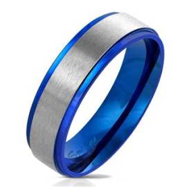 Šperky4u OPR0075 Pánský modrý ocelový prsten