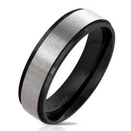 Šperky4u OPR0076 Dámský černý ocelový prsten