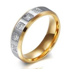 Šperky4u OPR1830 Dámský zlacený ocelový prsten