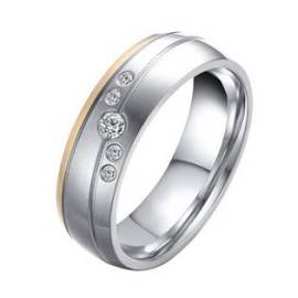 Šperky4u OPR0042 Dámský ocelový snubní prsten se zirkony