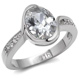 Šperky4u Ocelový prsten se zirkony OPR1555