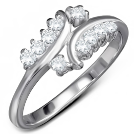 Šperky4u Ocelový prsten se zirkony, vel. 50