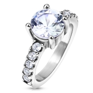 Šperky4u Ocelový prsten s čirým zirkonem, vel. 52 - cena, srovnání