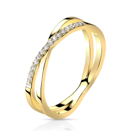 Šperky4u Ocelový prsten s čirými zirkony
