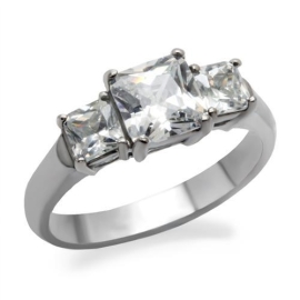 Šperky4u Ocelový prsten s hranatými zirkony