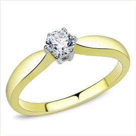 Šperky4u Zlacený ocelový prsten se zirkony