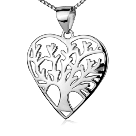 Šperky4u Stříbrný náhrdelník - srdíčko strom života