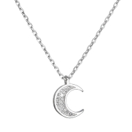Evolution Group Stříbrný náhrdelník se zirkony bílý půlměsíc - cena, srovnání