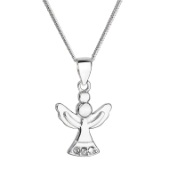 Evolution Group Stříbrný náhrdelník anděl se Swarovski krystaly bílý