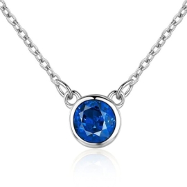 Nubis Stříbrný náhrdelník s kulatým modrým kamenem
