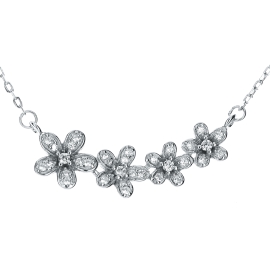 Nubis Střibrný náhrdelník s kytičkami