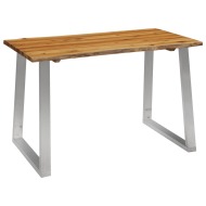vidaXL Jedálenský stôl 120x65x75 cm masívne akáciové drevo a nehrdzavejúca oceľ - cena, srovnání