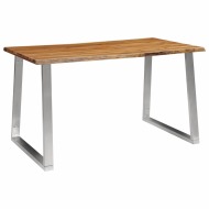 vidaXL Jedálenský stôl 140x80x75 cm masívne akáciové drevo a nehrdzavejúca oceľ - cena, srovnání