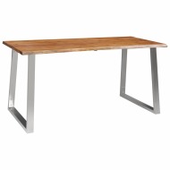 vidaXL Jedálenský stôl 160x80x75 cm masívne akáciové drevo a nehrdzavejúca oceľ - cena, srovnání