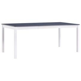 vidaXL Jedálenský stôl, biely a sivý 180x90x73 cm, borovicové drevo