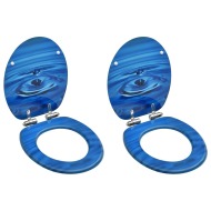 vidaXL WC sedadlá s poklopom s pomalým uzatváraním 2 ks MDF modré dizajn s kvapkami - cena, srovnání
