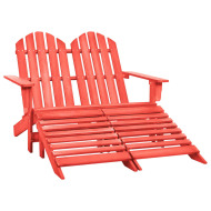 vidaXL 2-miestna záhradná stolička a taburetka Adirondack jedľový masív červená - cena, srovnání