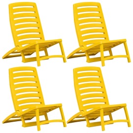 vidaXL Skladacie plážové stoličky 4 ks žlté plastové