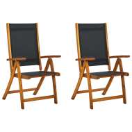 vidaXL Skladacie záhradné stoličky 2 ks, akáciový masív a textilén - cena, srovnání