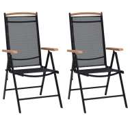 vidaXL Skladacie záhradné stoličky 2 ks hliník a textilén čierne - cena, srovnání
