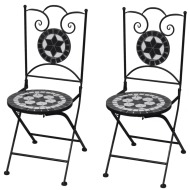 vidaXL Skladacie záhradné stoličky 2 ks, keramika, čierne a biele - cena, srovnání