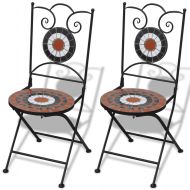 vidaXL Skladacie záhradné stoličky 2 ks, keramika, tehlové a biele - cena, srovnání
