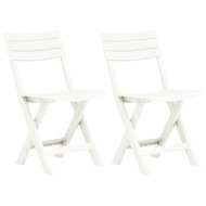 vidaXL Skladacie záhradné stoličky 2 ks, plast, biele - cena, srovnání