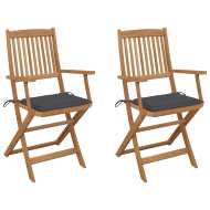 vidaXL Skladacie záhradné stoličky 2 ks s podložkami akáciový masív - cena, srovnání