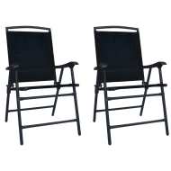 vidaXL Skladacie záhradné stoličky 2 ks, textilén, čierne - cena, srovnání