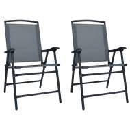 vidaXL Skladacie záhradné stoličky 2 ks, textilén, sivé - cena, srovnání